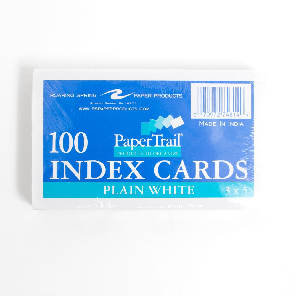 Roaring Spring, White, Index/Flash Cards, Art & School, 3"x5", Plain, 81560
